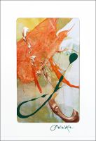 Künstlerpostkarte - Unikat kp-fenster_orange-gruen