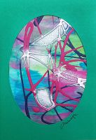 Künstlerpostkarte - Unikat kp-oval_gruen-lila